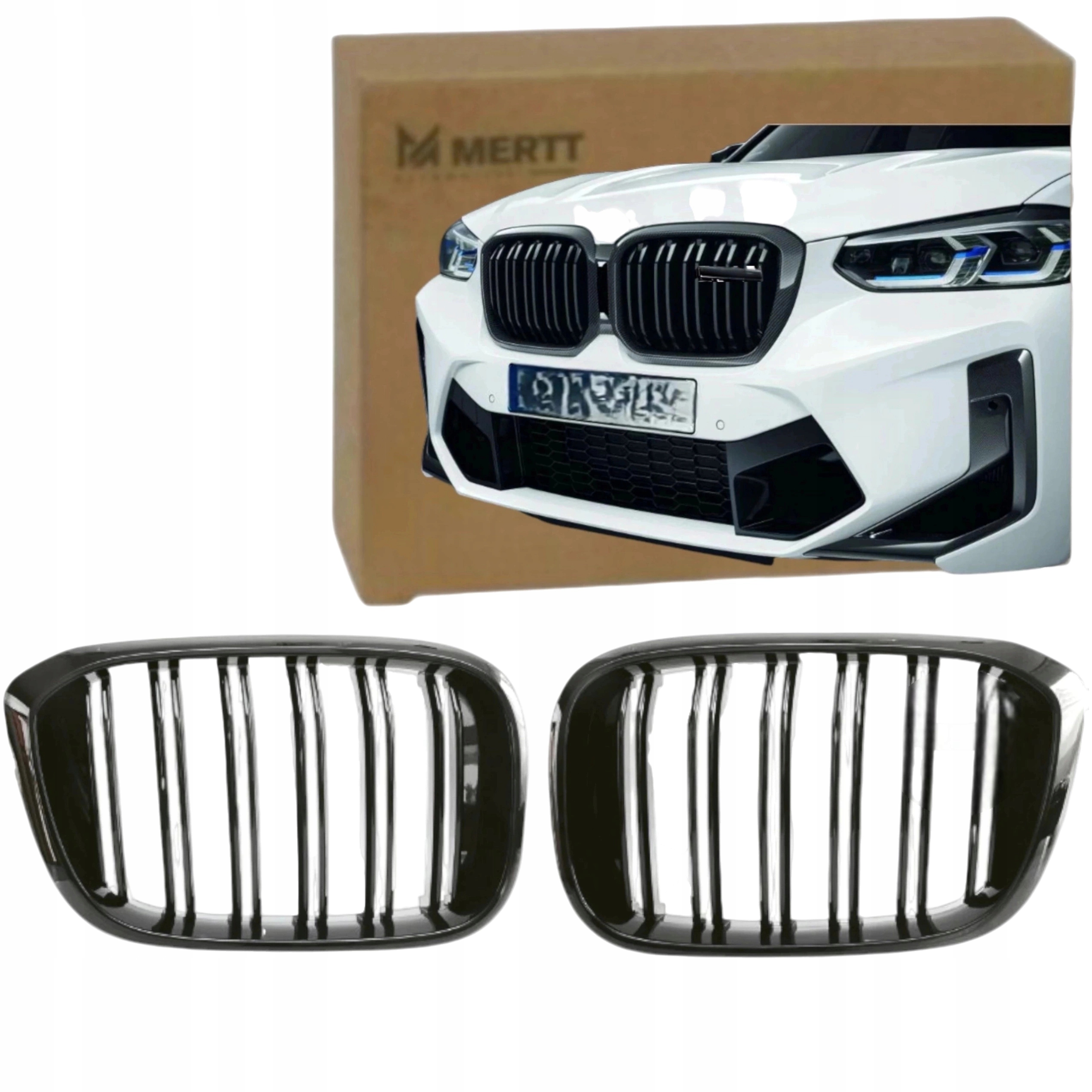Ledničky Grill Atrapa chladiče přední Černá Lesk 2ks Bmw X3 G01 X4 G02