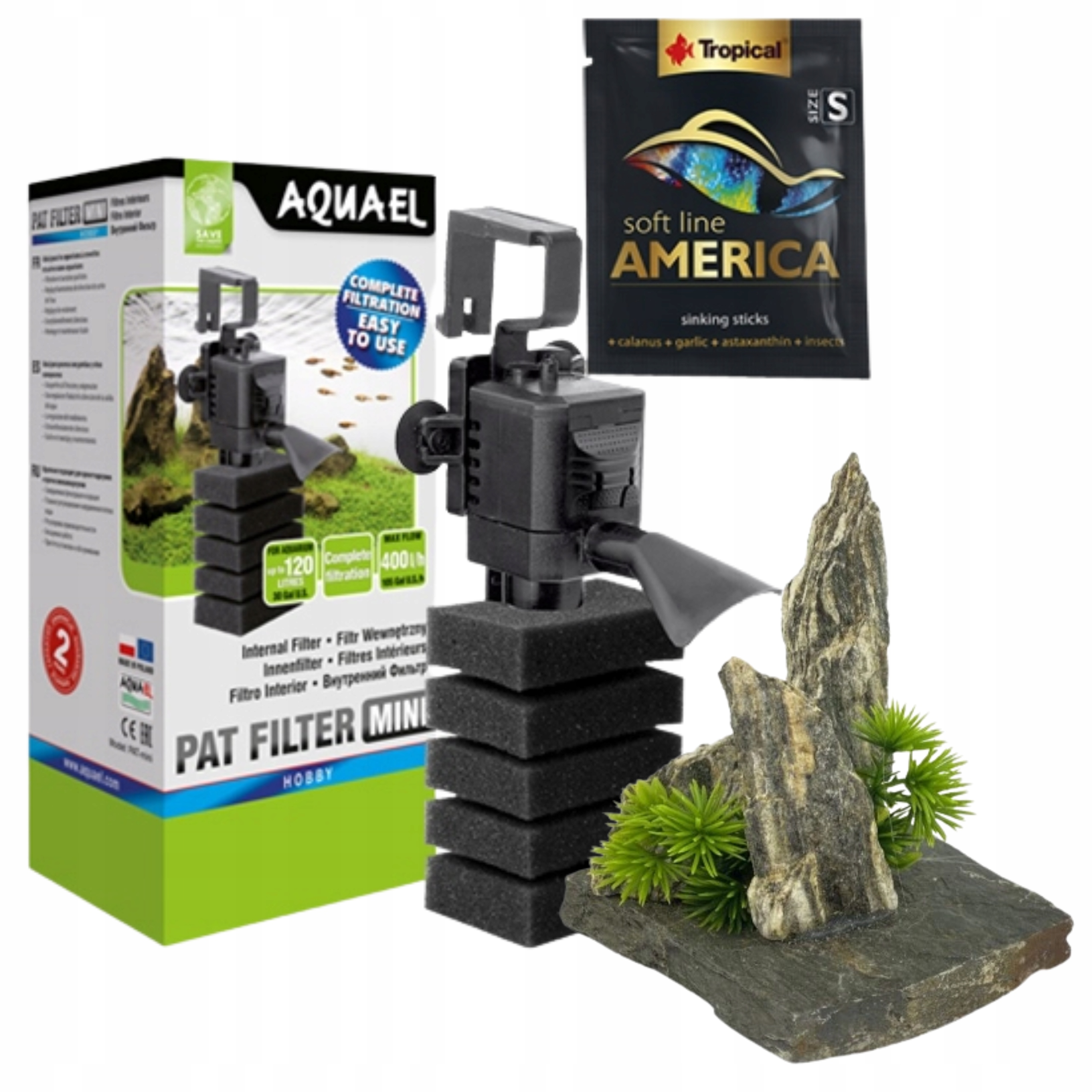 Levně Pěnový Filtr Do Akvária 400 l Vnitřní Ozdobný Kámen Sada Pro Akvárium