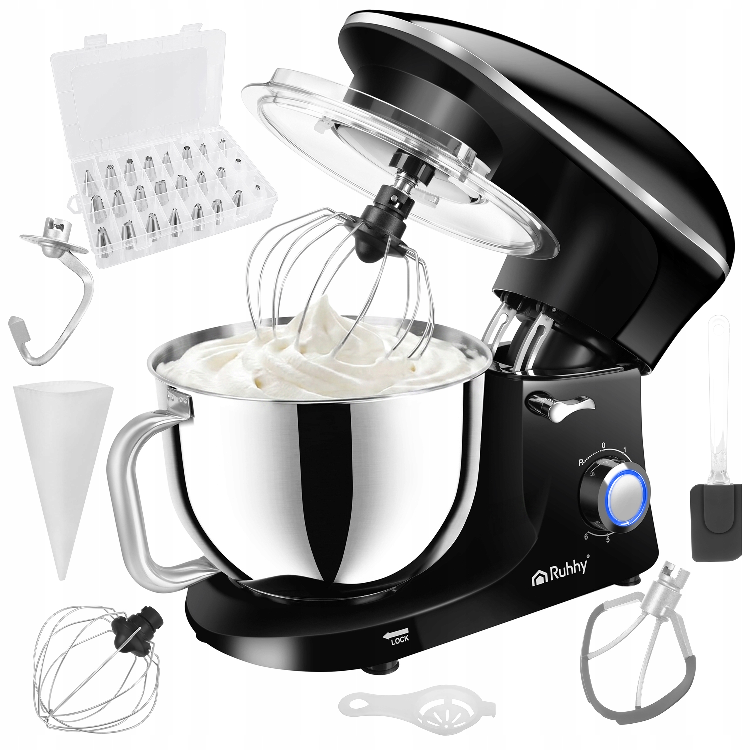 Planetární kuchyňský mixér s velkou mísou 6,2 l 9v1 1500W