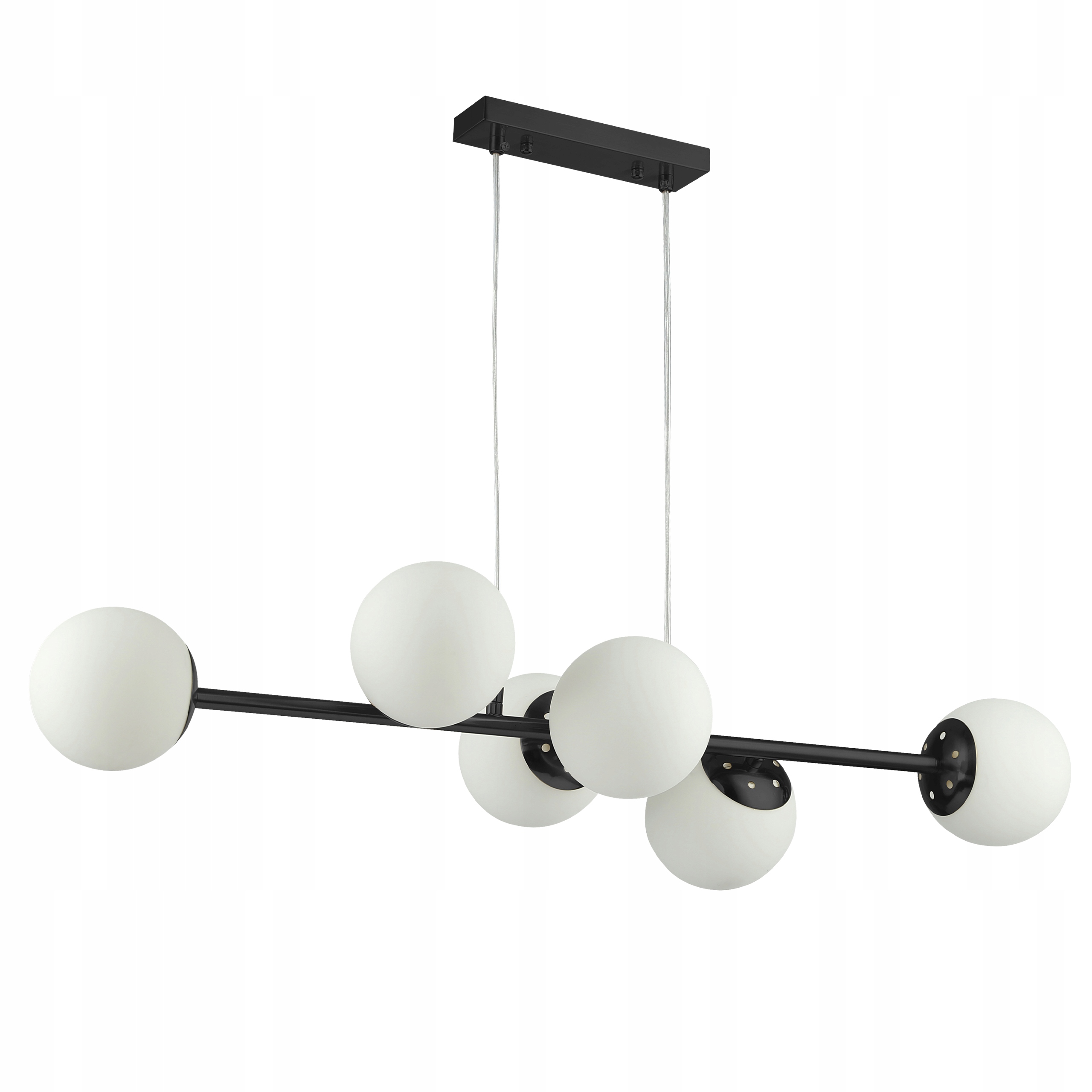 Lampa sufitowa wisząca szklana kula 6xE27 Żyrandol Loft 90cm czarny biały