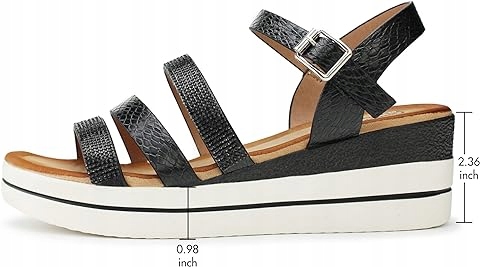 SANDAŁY DAMSKIE NA KOTURNIE LETNIE CZARNE ZAPINANE PLATFORMA 39 Marka inna