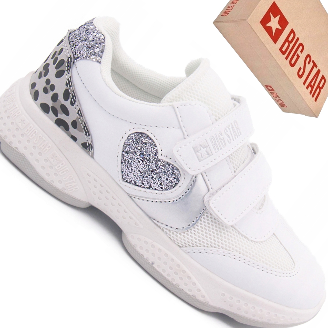 Sneakersy dziecięce Big Star KK374022 białe na rzepy dziewczęce