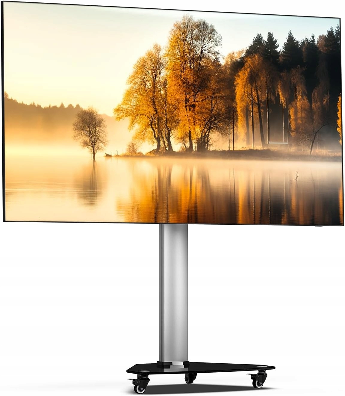 Podstawa Stojak Pod Telewizor Porty Gniazda Srebrny 32-75CALI 40KG Kółka