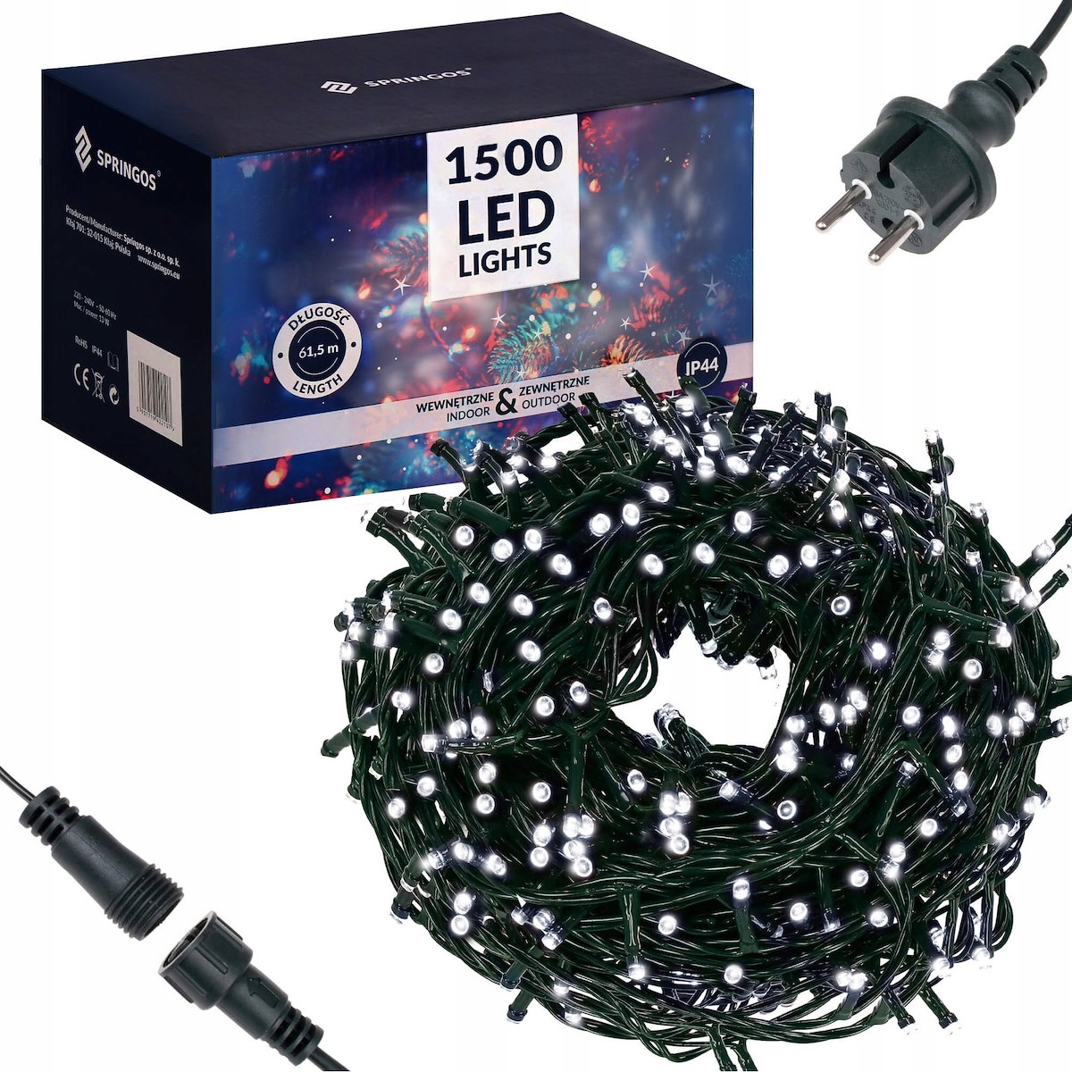 

Lampki Choinkowe 1500LED Zewnętrnze 91m Biały