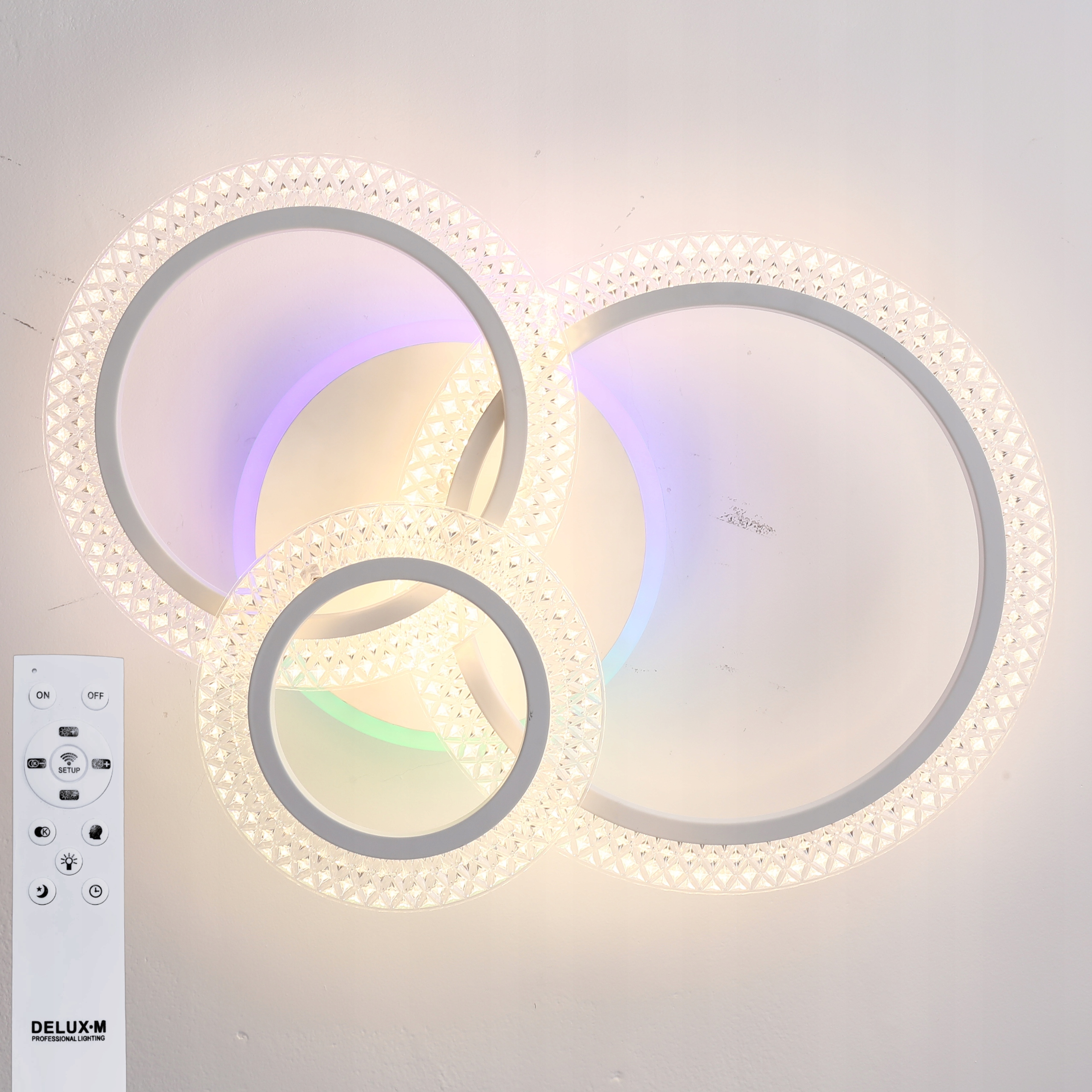Bílá závěsná lampa Stropní Svítidlo Rgb lustr moderní Led Dálkový Ovladač