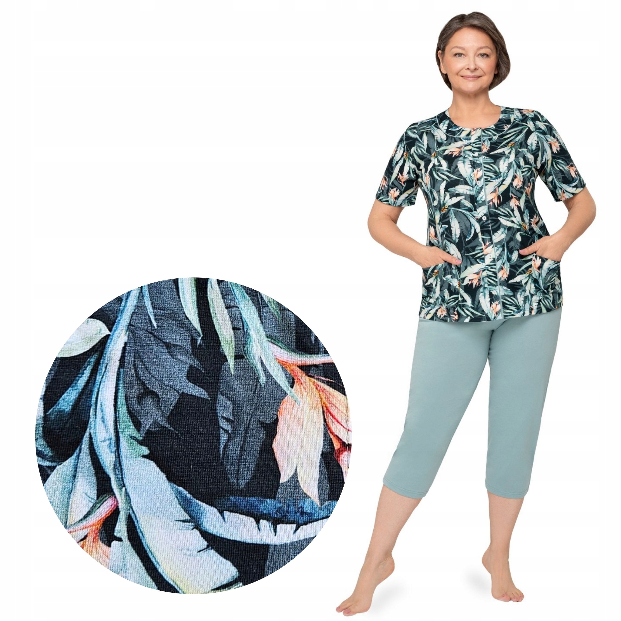 Piżama Damska L Rozpinana Bawełniana Do Szpitala Dla Seniorki Lato