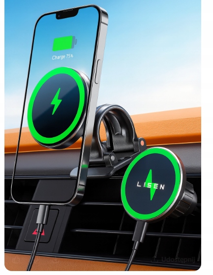 Uchwyt Samochodowy Lisen Magsafe 15W Z Ładowarką Dla iPhone 16 15 14
