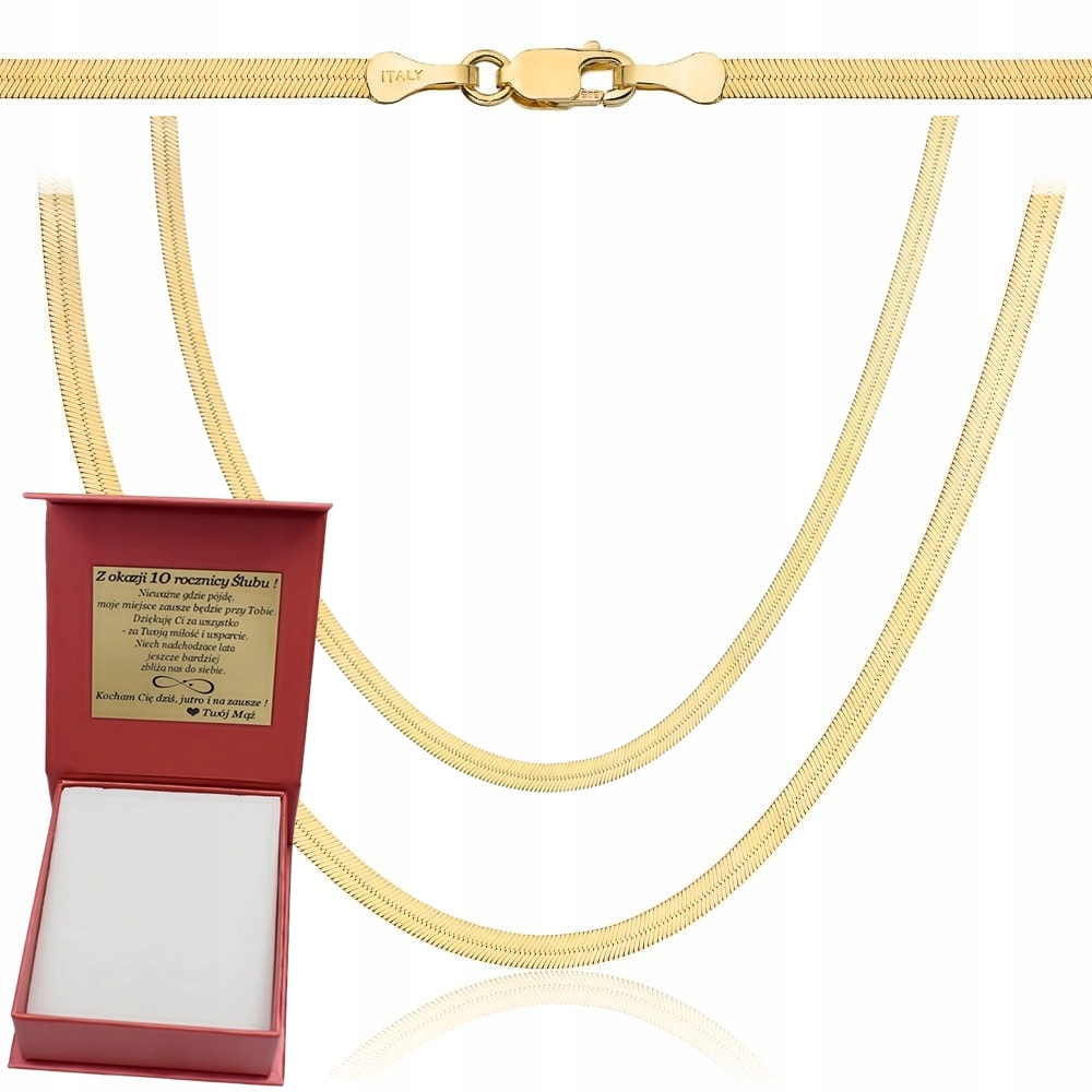 Złoty Naszyjnik Damski Pełny Diamentowany Taśma 2,30 MM pr 585 Grawer