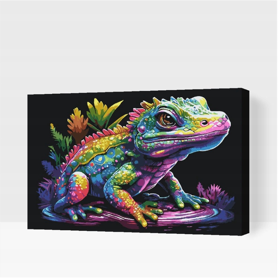 Malování Podle Čísel Ještěrka Barevná Zvíře Plaz Voda Velký 80 x 120 cm