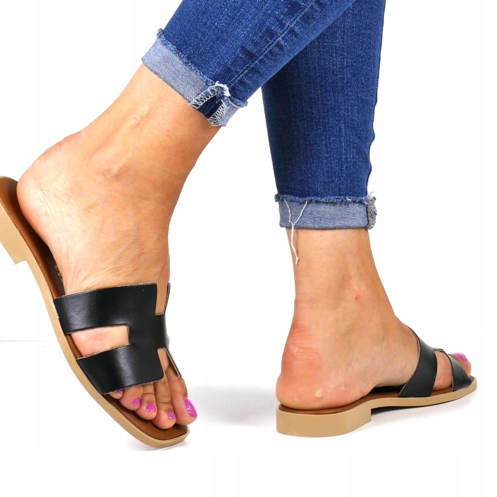 Černé Na Léto Nazouváky S Plochou Podrážkou Pro Každodenní Nošení, Módní Hot