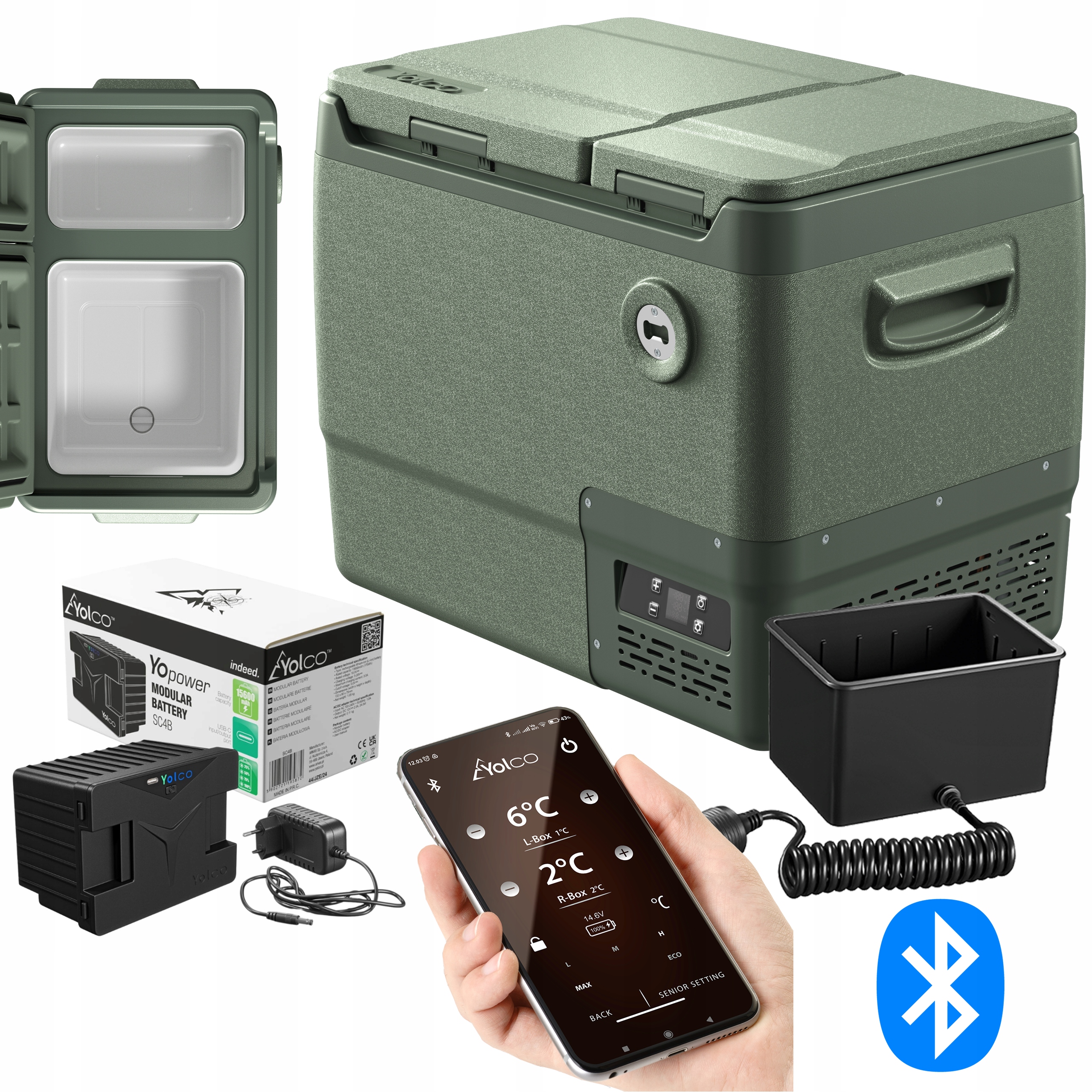 Lodówka Kompresorowa Samochodowa Yolco DX40 Pistachio Turystyczna Bateria