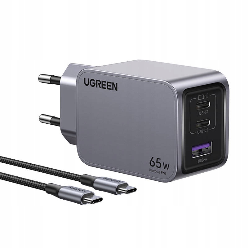 Síťová nabíječka Ugreen Nexode Pro, Usb 2x Usb-c, 65W s kabelem Usb-c 1.5m
