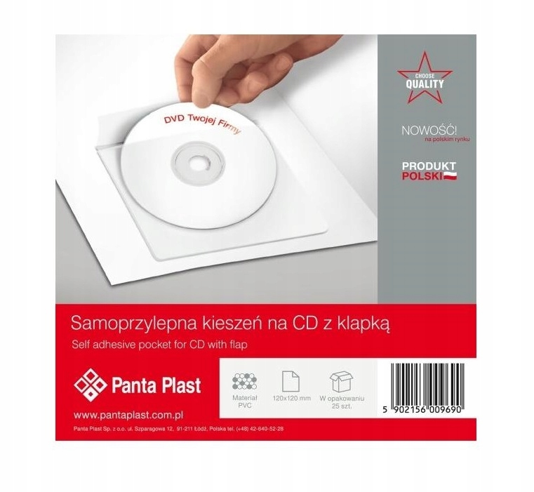 

Samoprzylepna Kieszeń Koperta Etui na CD DVD 25szt