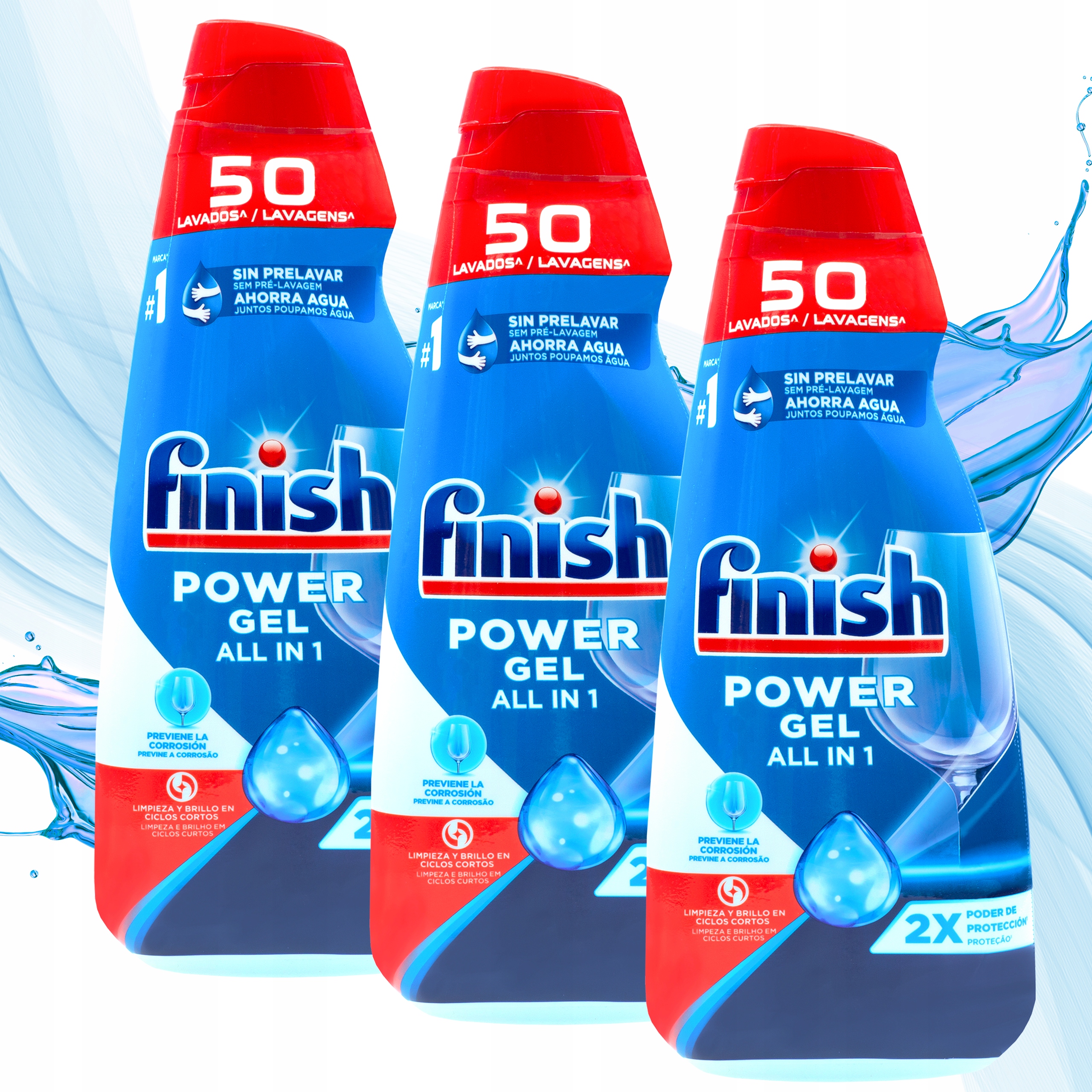 Levně Finish Gel do myčky nádobí 3 x 1L All in One 150 Mytí Pravidelné