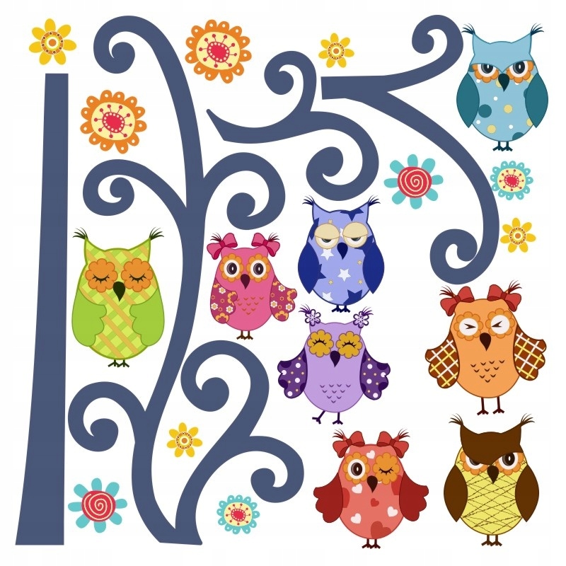 

Naklejki na ścianę dla dzieci zestaw Sowy Sówki 10