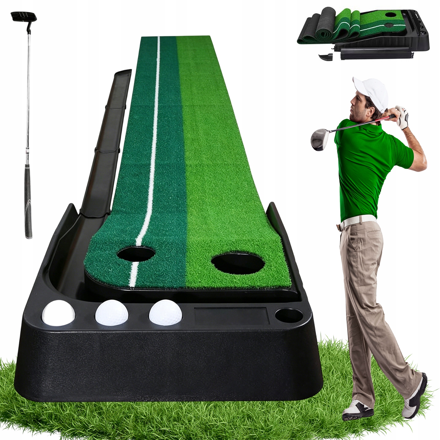 Golfová Podložka Na Puttování S Tréninkovou Vybavením Pro Vrácení Míčku Na Dno