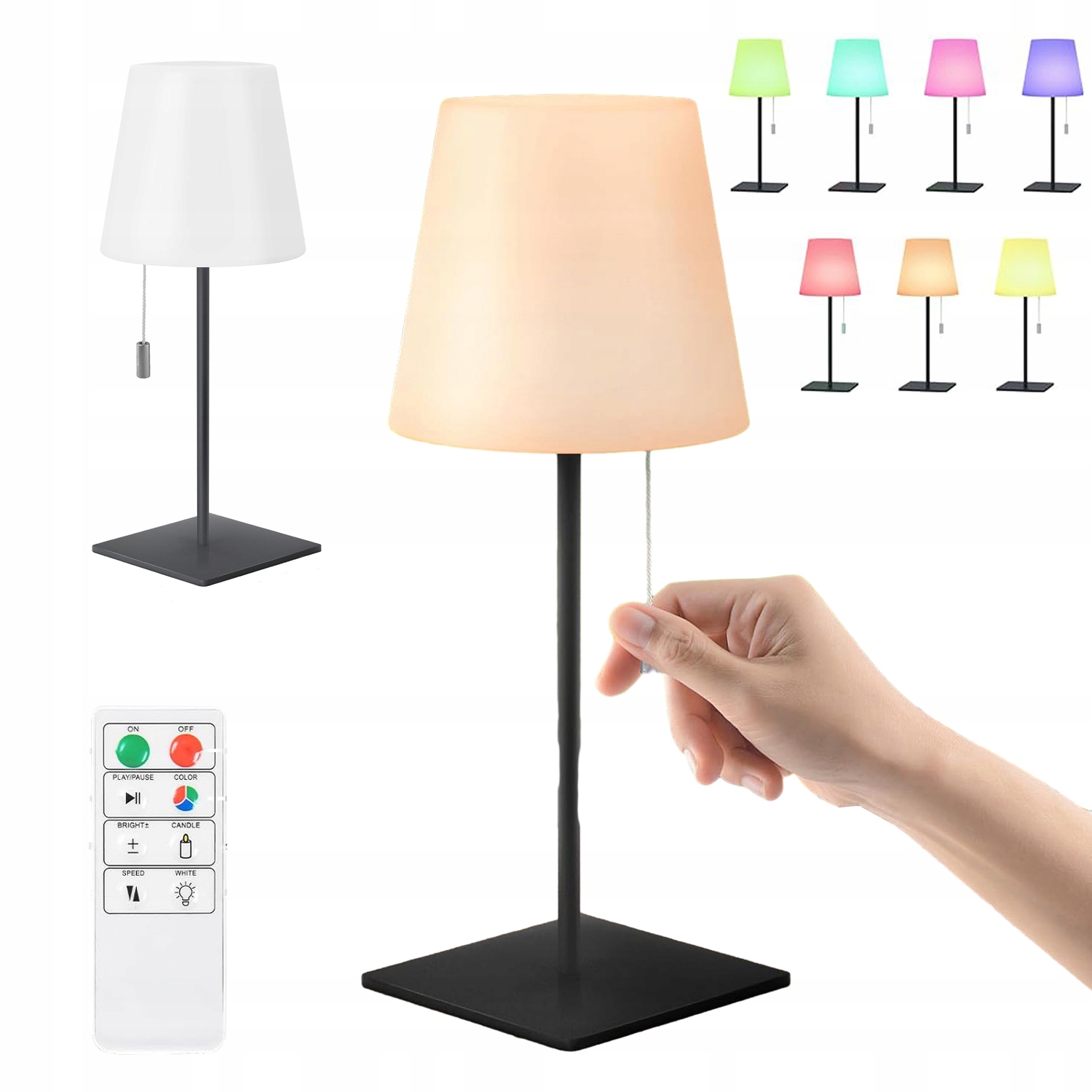 ZEWNĘTRZNA LAMPA STOŁOWA LED 8RGB 3000K Z PILOTEM DO SYPIALNI