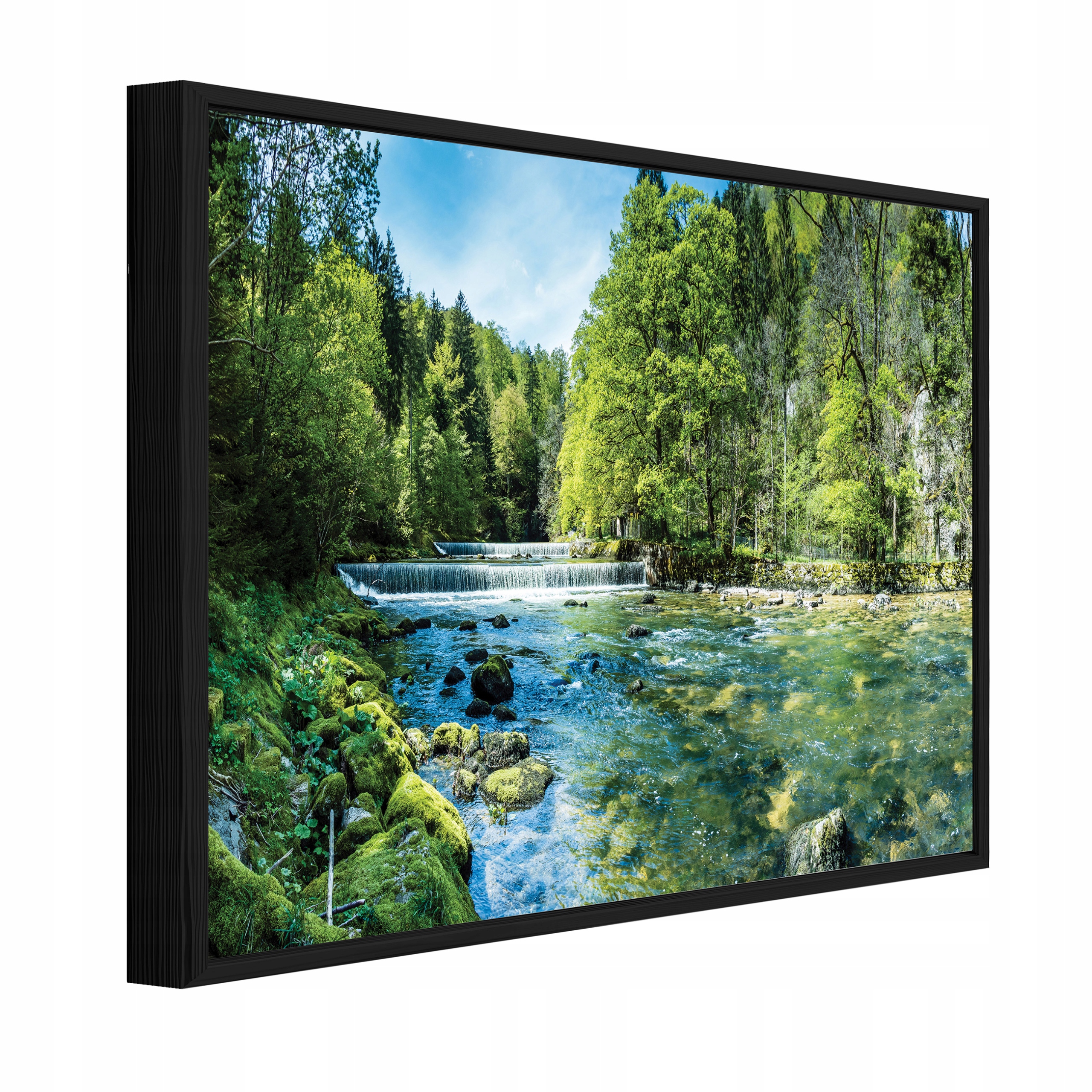 Nástenný Obraz V Ráme Dekorácia Les Rieka Príroda Zelená Krajina 120x80