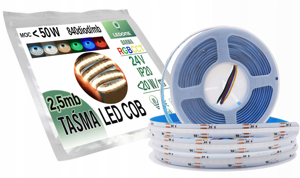 Led pásek Cob Rgb Cct 24V < 20W/m 2,5m Rgbw