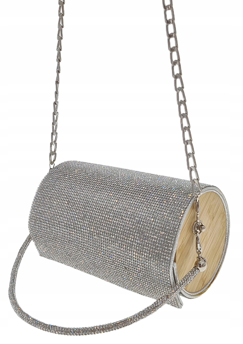 Stříbrná dámská vizitková kabelka s dřevěnými vložkami Michelle M