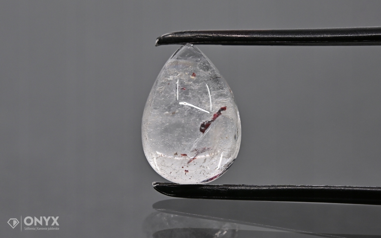 Jahodový křemen kabošon slza 13x9,2 mm