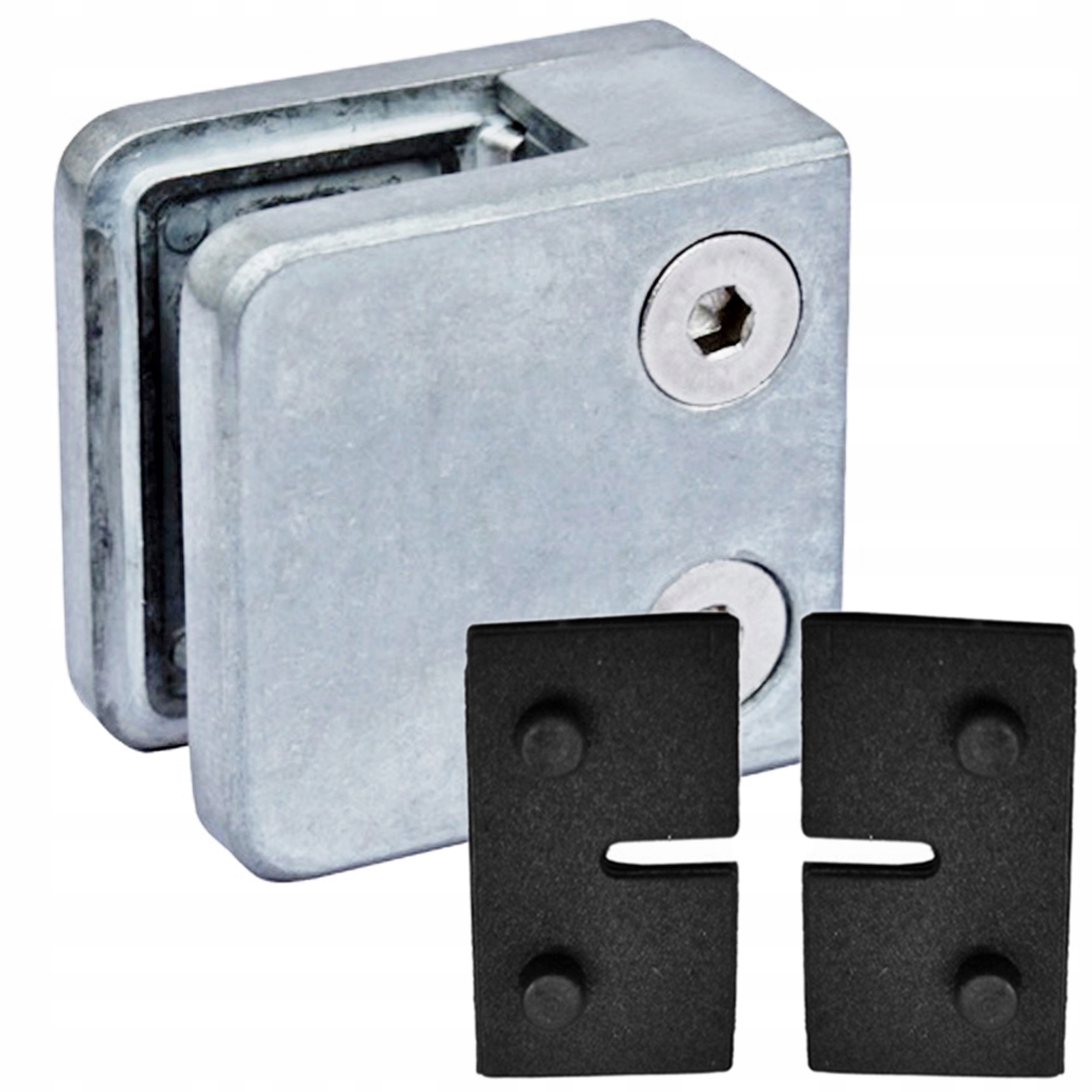 

Uchwyt do szkła szyb balustrady 45x45 płaski zamak