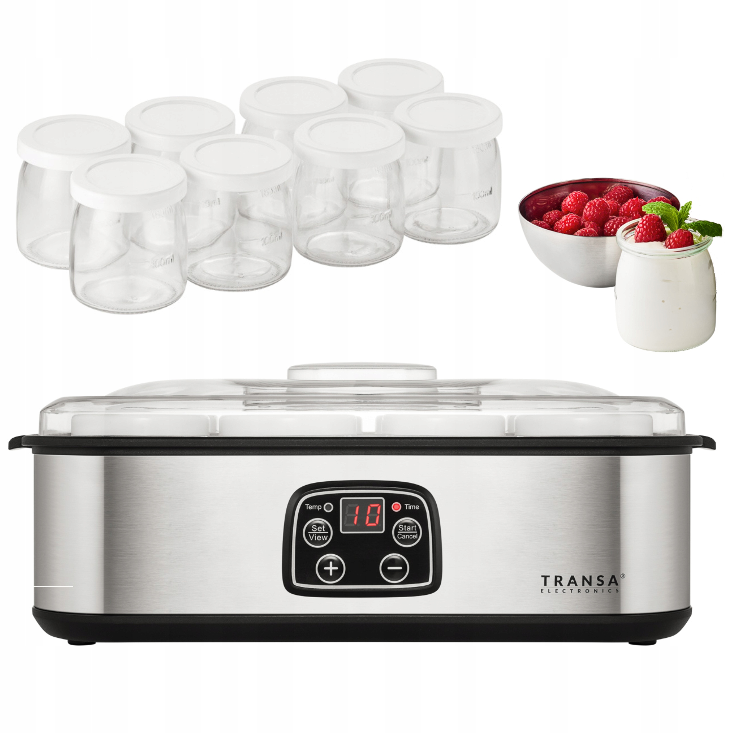 Jogurtownica Domowy Jogurt 1,4L 8 słoików Timer Regulacja Temperatury 30W
