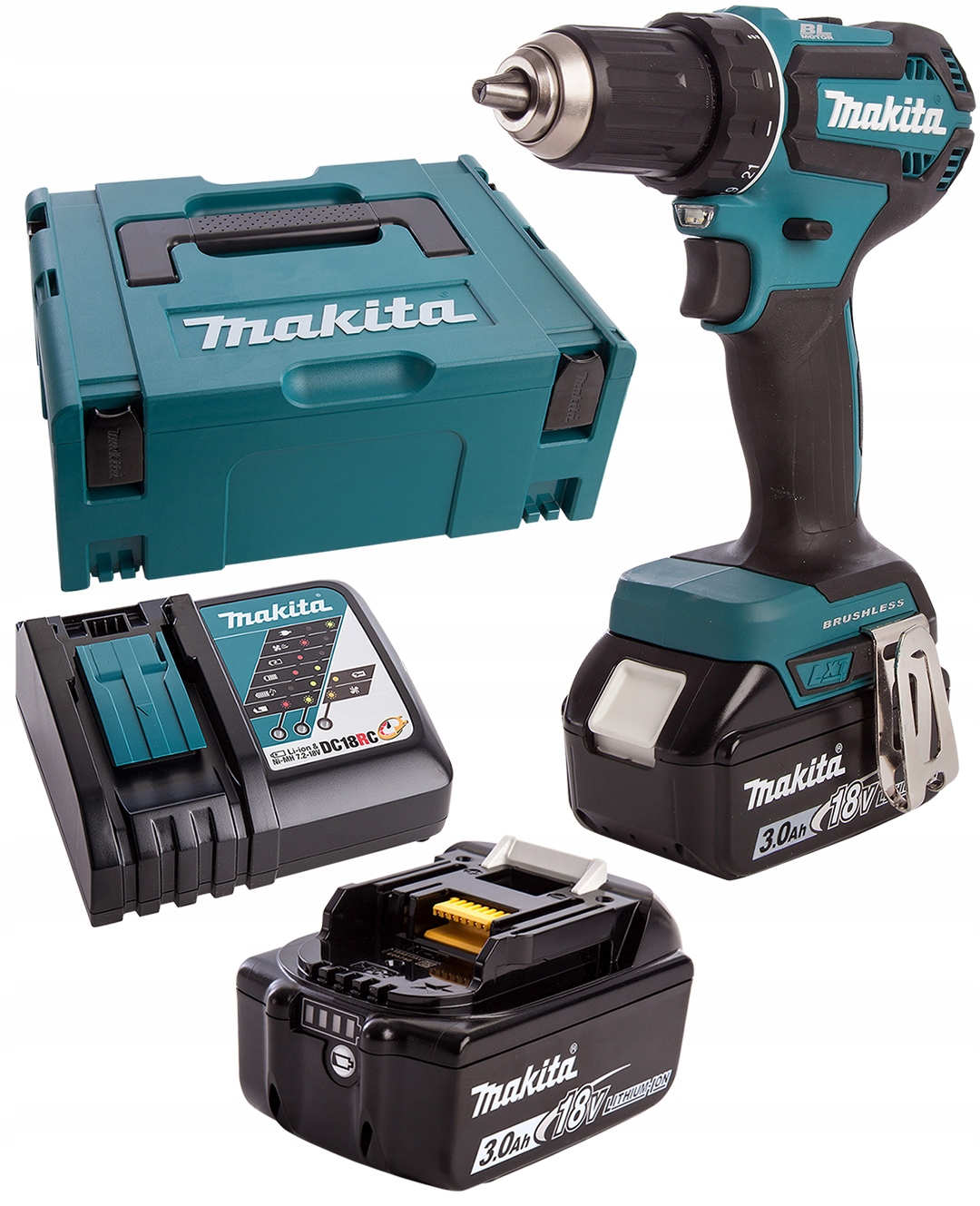 Wkrętarka 18V 2x3,0Ah 50Nm Makita DDF485RFJ Makpac