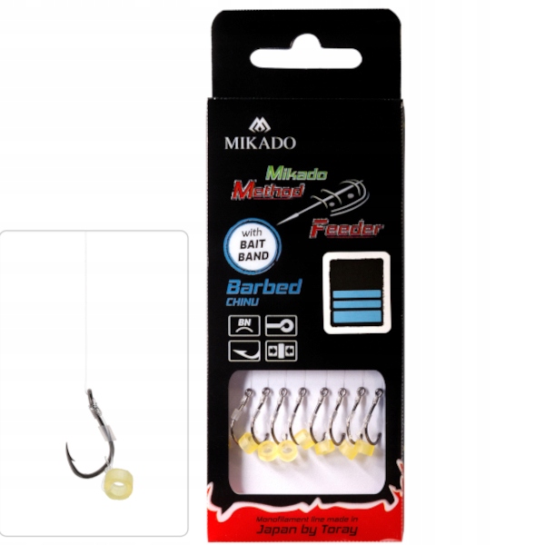 Przypony Mf z gumką hak z zadziorem nr 12/żyłka 0,23mm/10cm/op. 8 szt.