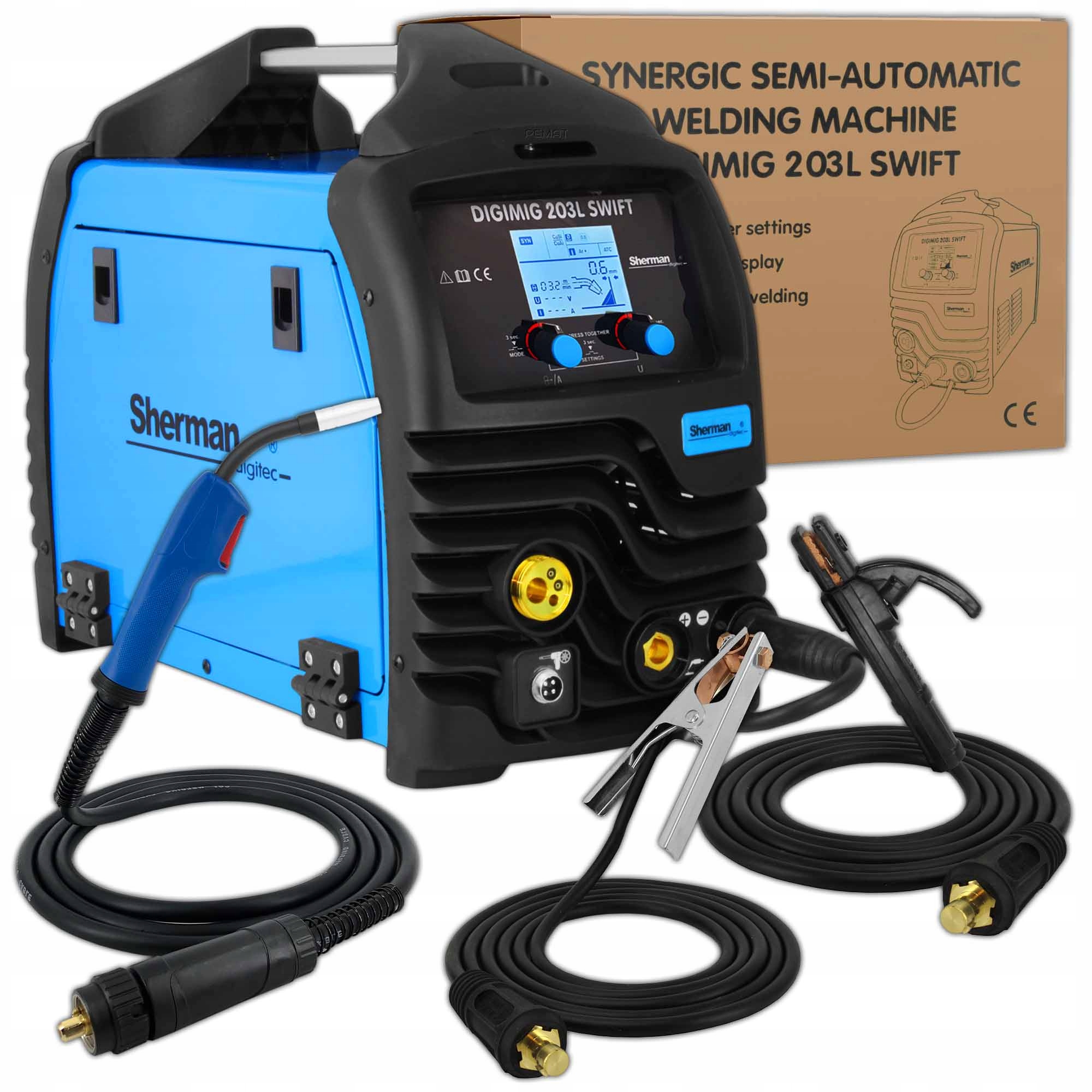 Svařovací stroj Sherman Digimig 203L Swift 3v1 Poloautomat Synergie Mig Tig Mma 200