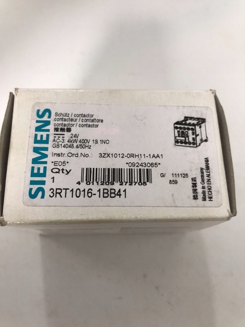 STYCZNIK MOCY 9A 3P 4KW 24VDC 1NO SIRIUS 3RT1016-1BB41 SIEMENS EAN (GTIN) 4030641531928