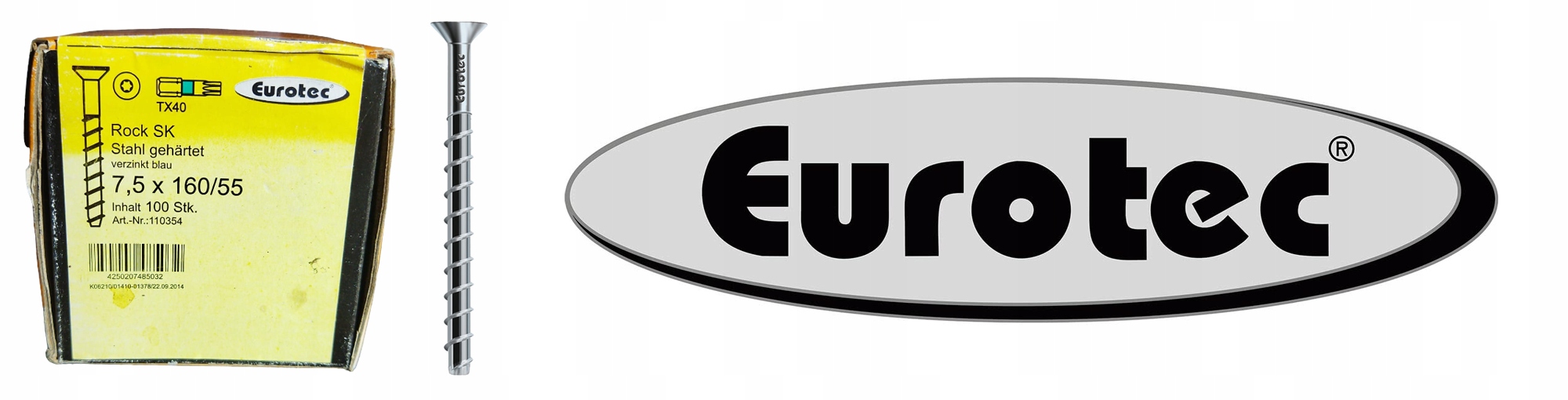 WKRĘTY DO BETONU ROCK ŁEB PŁASKI STOŻKOWY STAL OCYNKOWA 7,5X160mm 100szt Kod producenta 110354