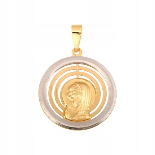 Kulatý zlatý vyřezaný medailonek 585 s obrázkem Panny Marie jako dárek
