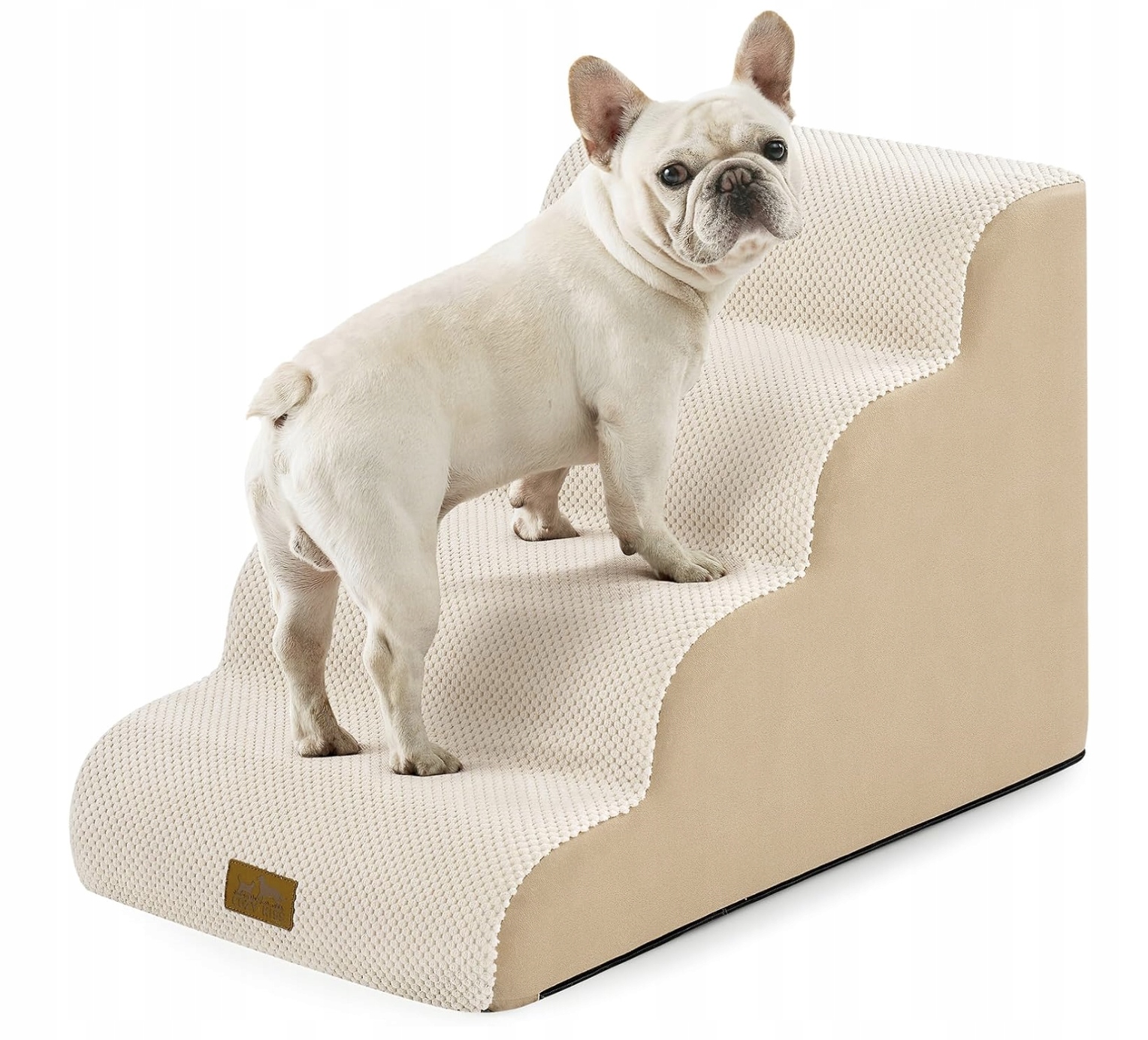 Levně Schody pro psa do postele 50 cm Cozy Kiss pěnová rampa 4 stupně Béžová 15 kg
