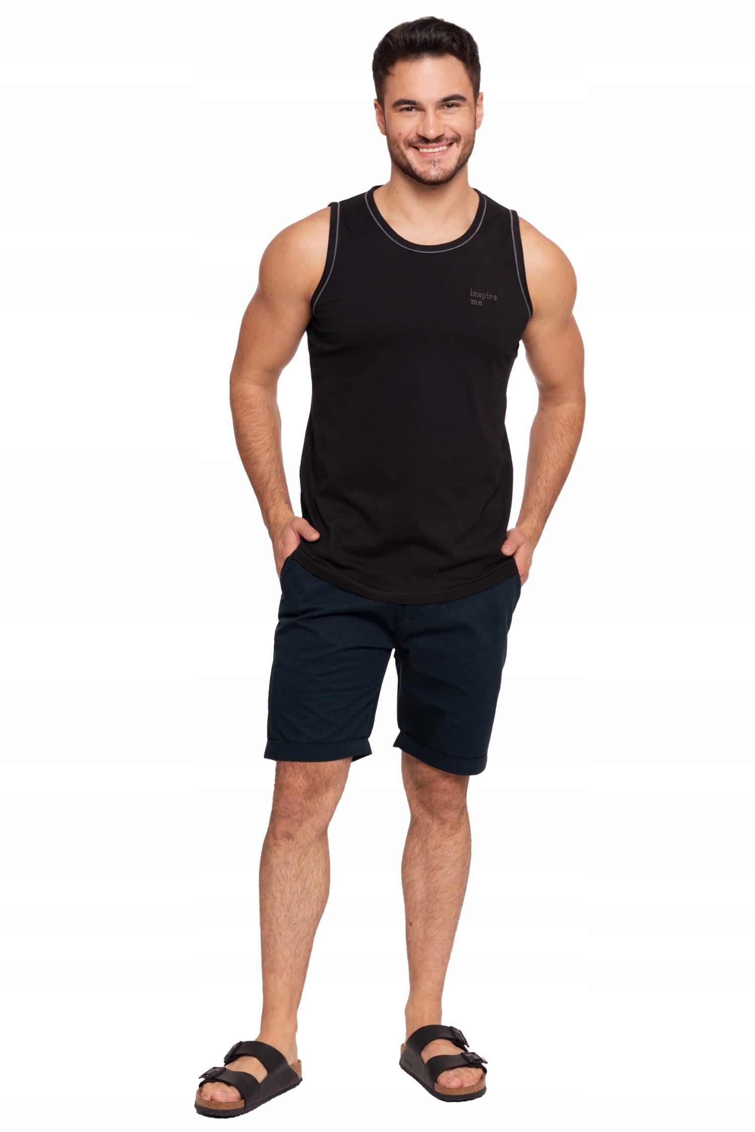 KOSZULKA MĘSKA BEZ RĘKAWÓW BAWEŁNIANA TANK TOP BEZRĘKAWNIK MORAJ CZARNA R.L Rozmiar L