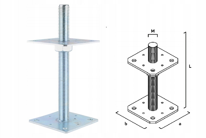 PODSTAWA SŁUPA REGULOWANA PRĘT GWINT 110x110x250 EAN (GTIN) 5904215996118