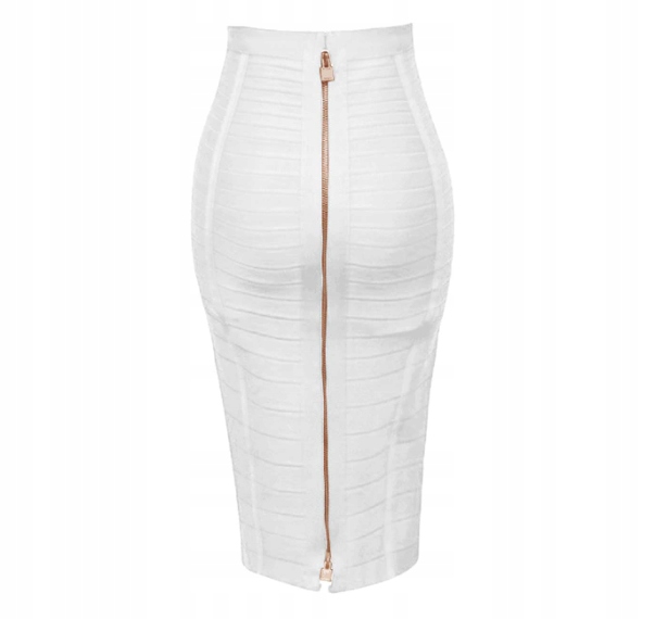 SPÓDNICA MIDI BANDAŻOWA PROSTA OBCISŁA DOPASOWANA