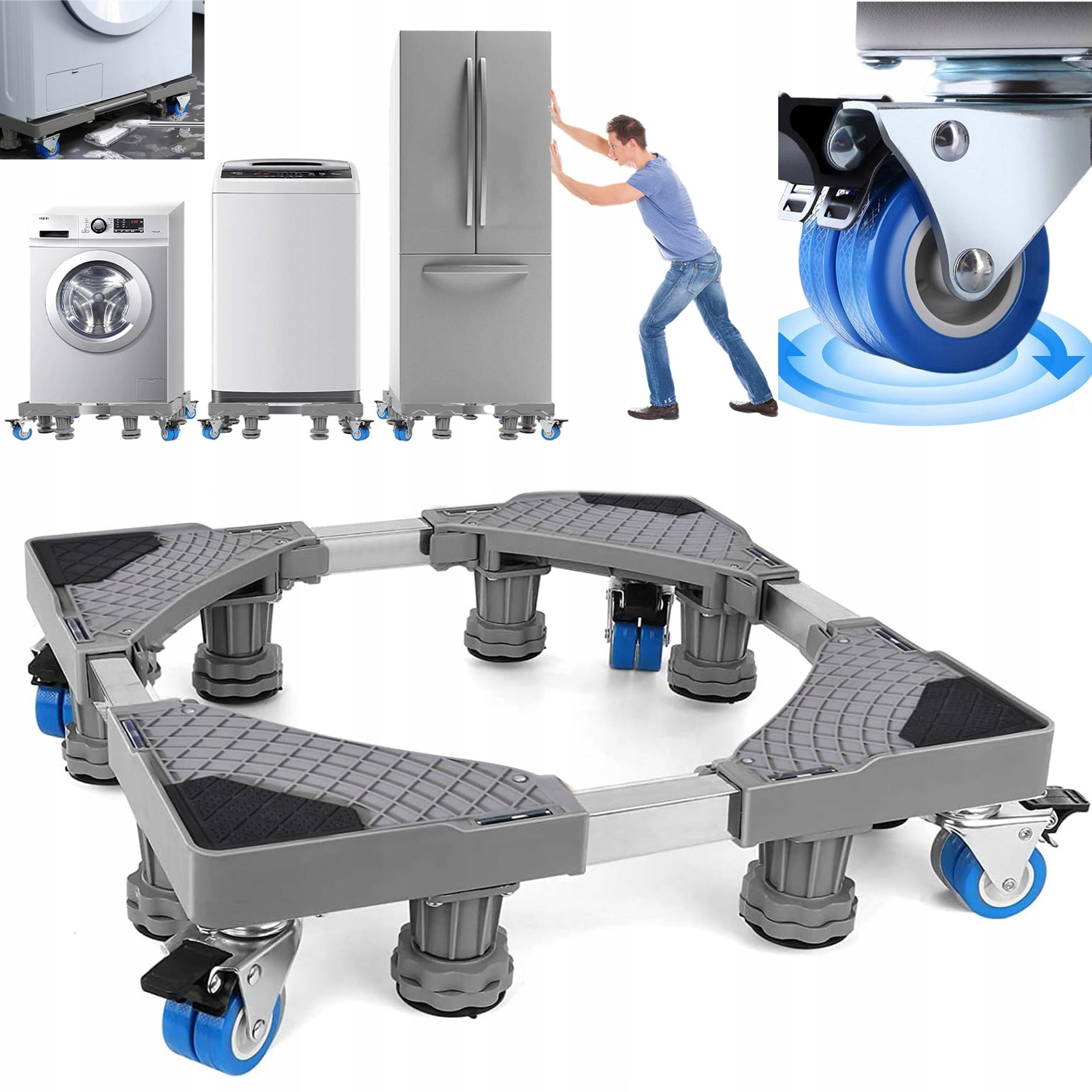 Podstawa Pralki, Nierdzewna+tworzywo Z Kółkami Uniwersalnymi Amortyzujący