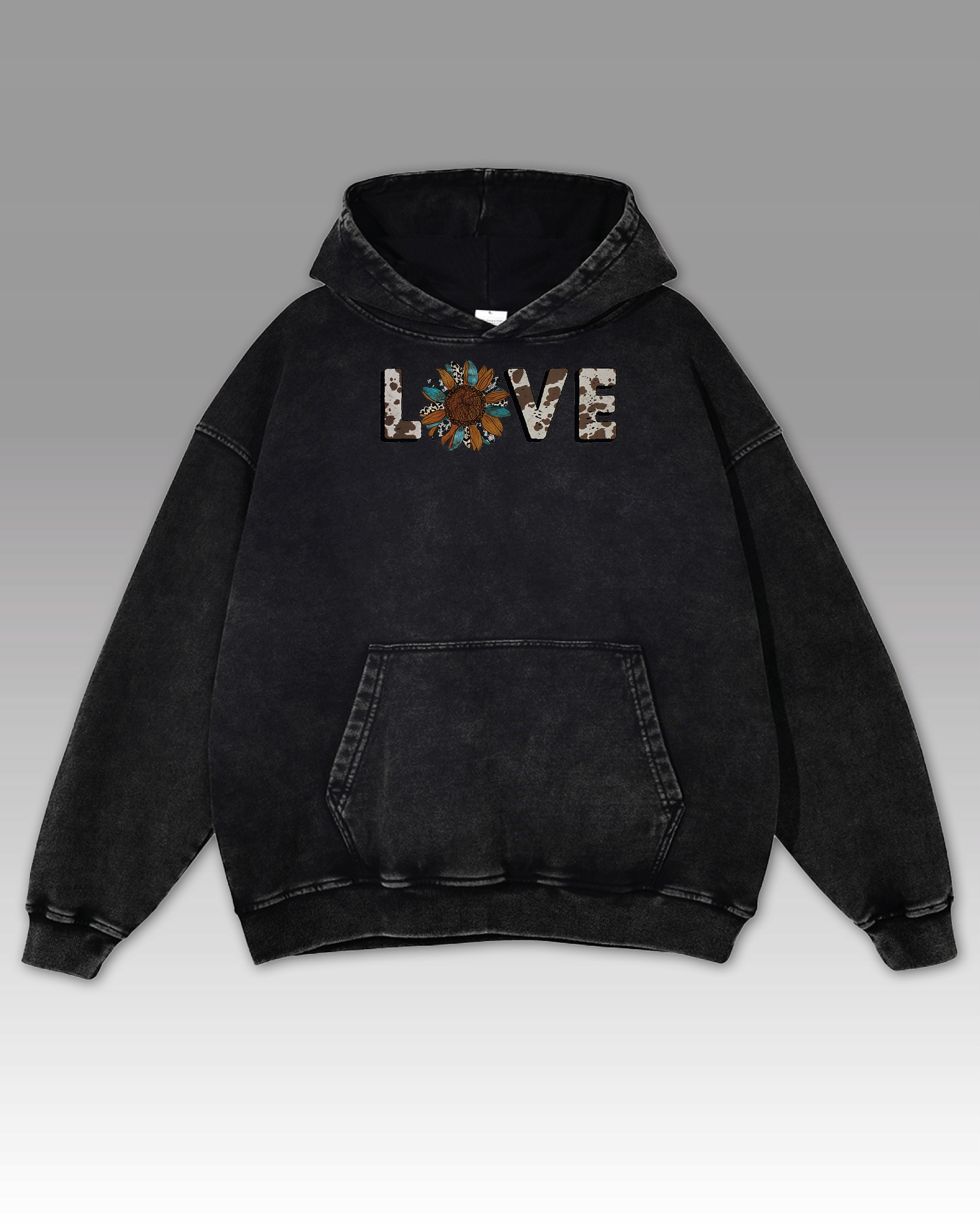 Mikina Nature Love Natura Slunečnice Příroda Květina Oversize Černá L