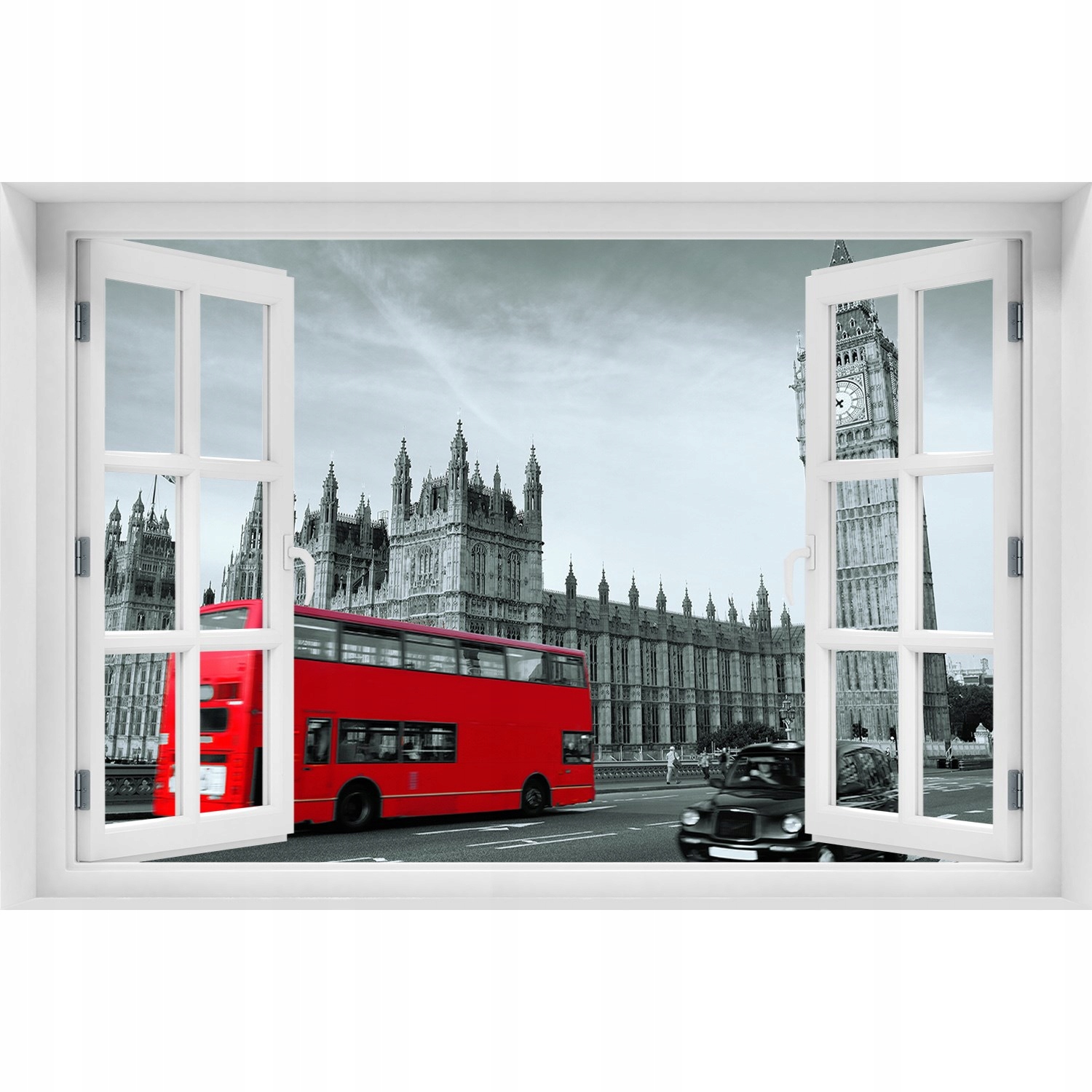 

Naklejka na ścianę 3D Okno widok Londyński autobus