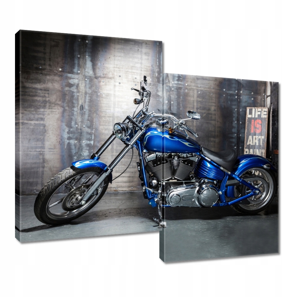 Obraz 80x70 Modrý chopper