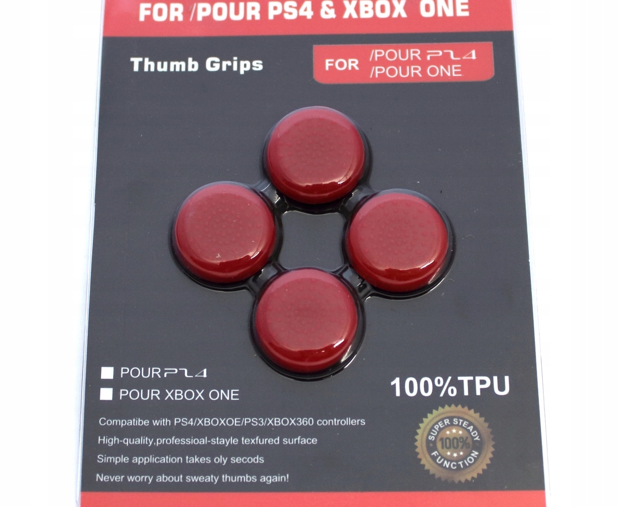 IRIS 4x nakładka z TPU gripy na gałki analogi pada PS5 PS4 Xbox 360 czerw.