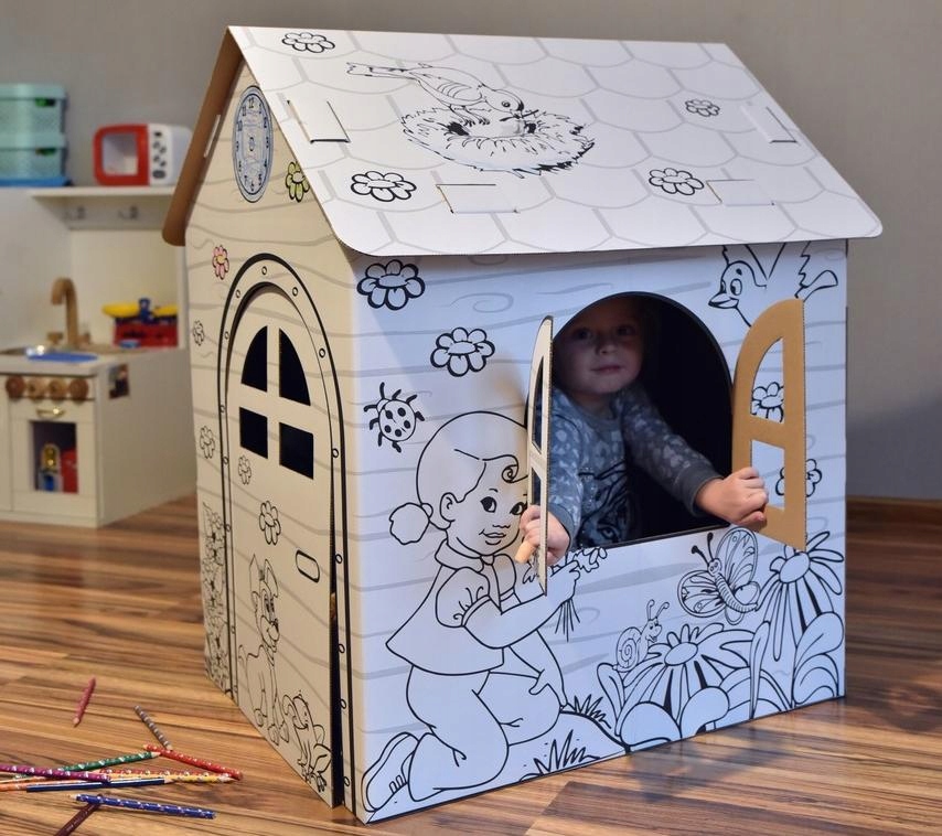 DOMEK KARTONOWY KOLOROWANKA DO MALOWANIA XXL Wiek dziecka 3 lata +