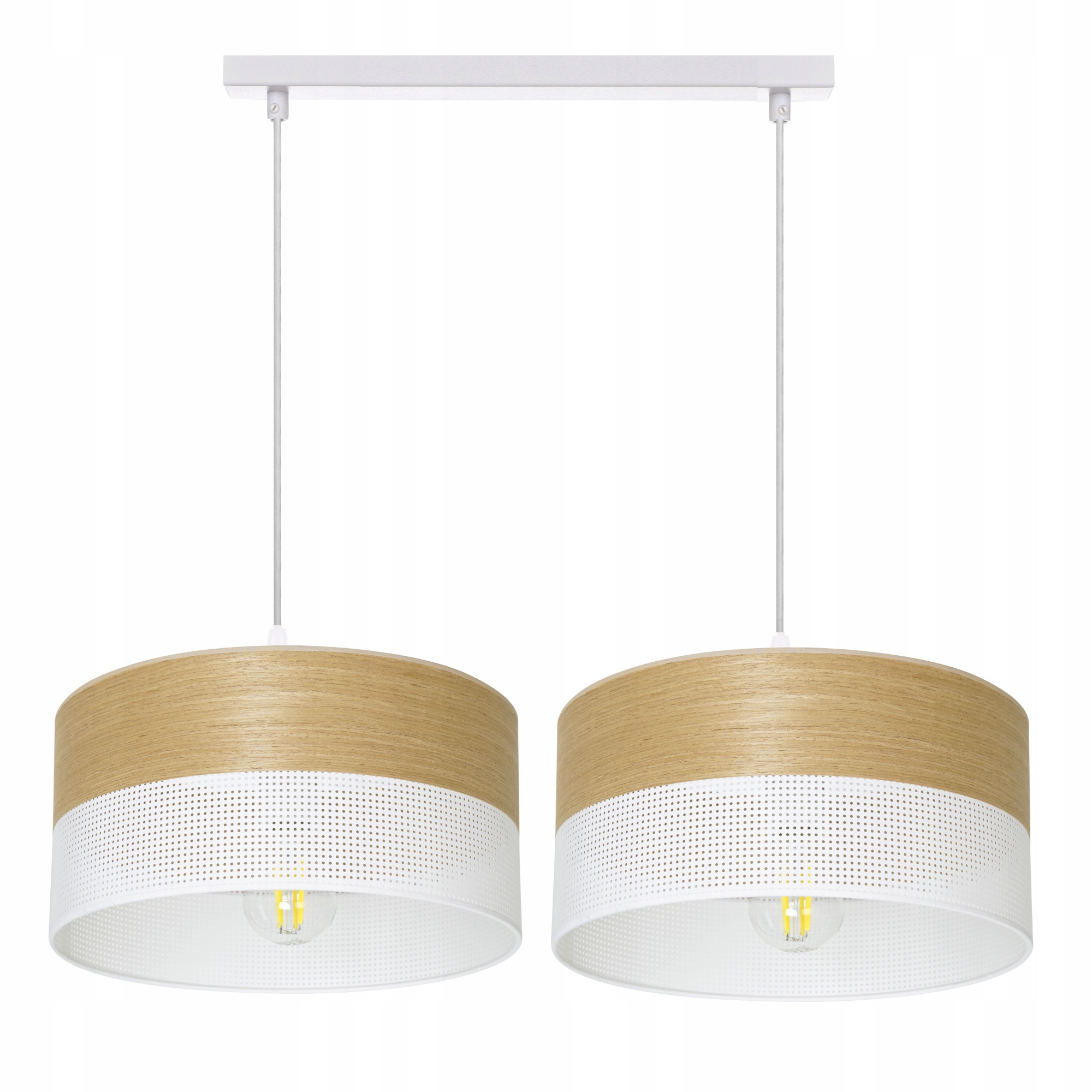 Závěsná Lampa Lustr Stínidlo 30 cm S Dírkami Dřevo E27 Led Lišta Pl