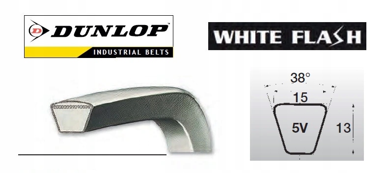 Klínový řemen 5V 1800 15N x 4572 La, Dunlop White Flash