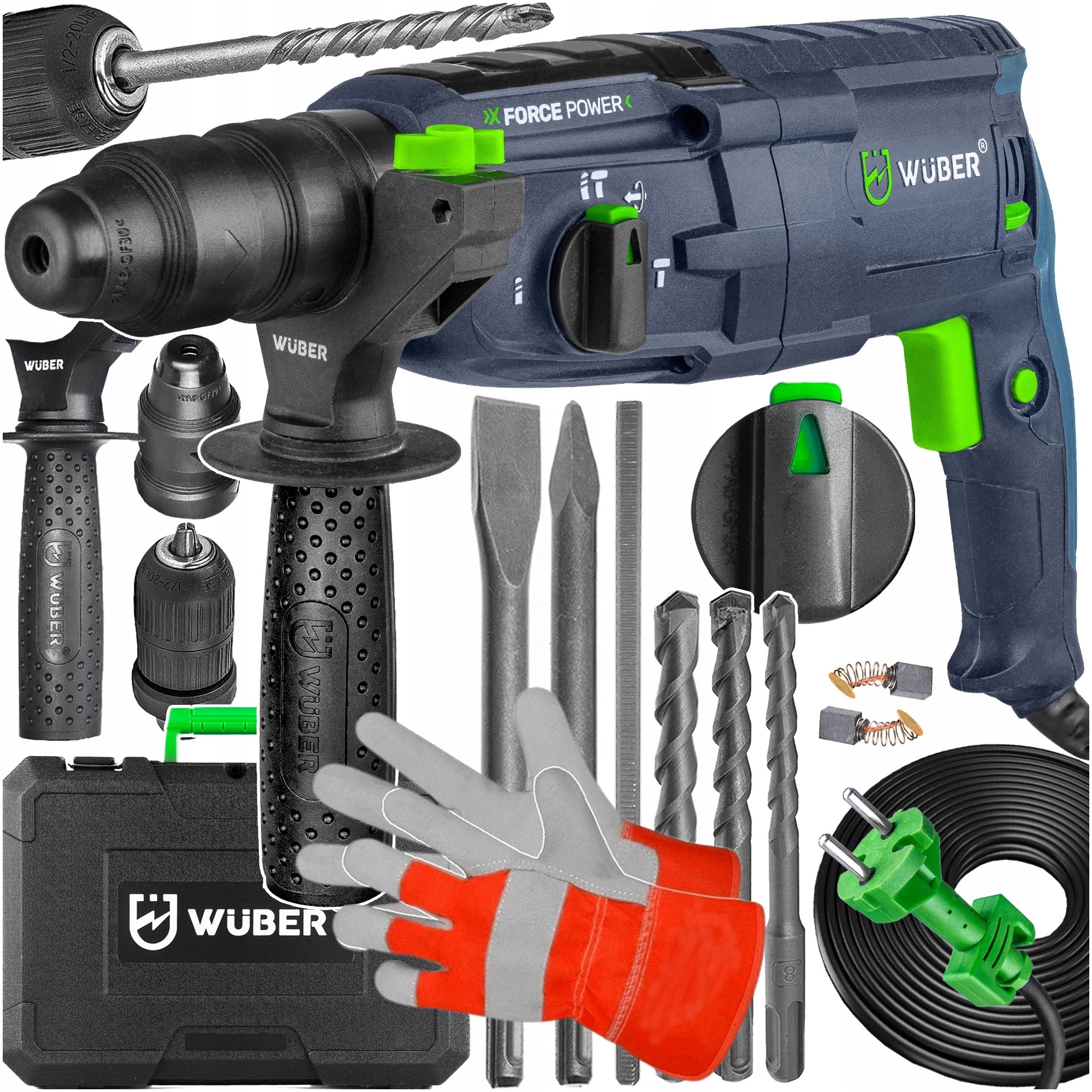 Młotowiertarka Udarowa Wiertarka 4000BPM 4J 2500w 230V Sds Samozaciskowy