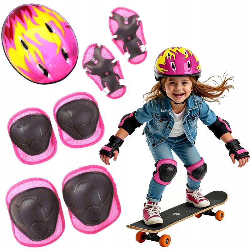 Dziecięcy Kask Rowerowy I Ochraniacze Nakolanników 50-54CM