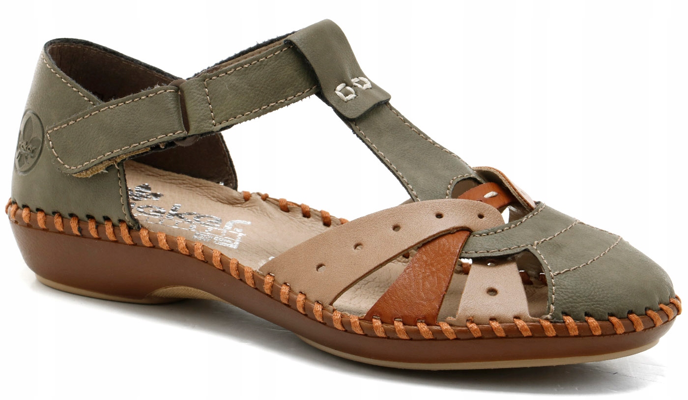 pohodlné ažurové Sandály Rieker M1655-54 zelené r37