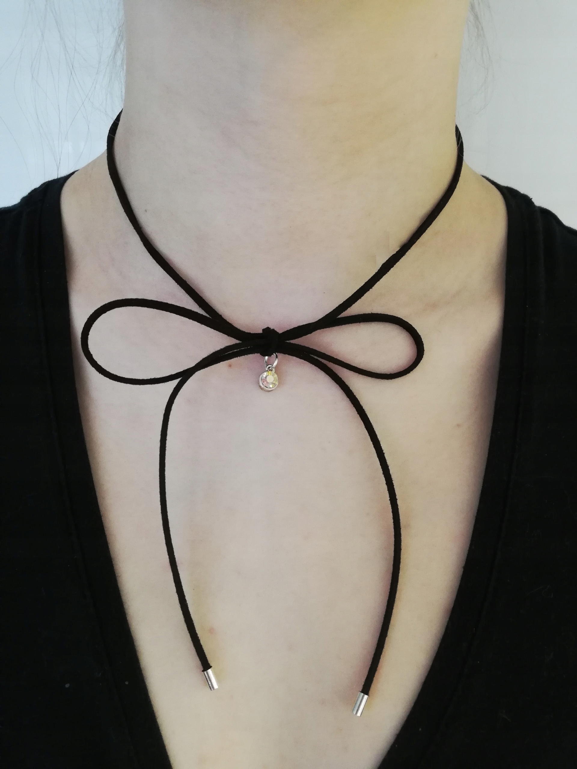 

Choker kokardka kryształ sznurek Sznurówki boho