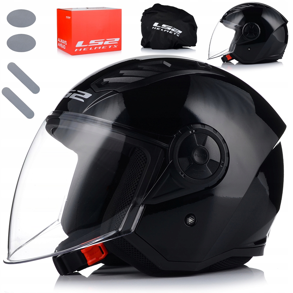 Otvorená Motocyklová Prilba LS2 OF616 II Čierny Lesk Na Skúter Chopper